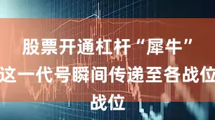股票开通杠杆“犀牛”这一代号瞬间传递至各战位